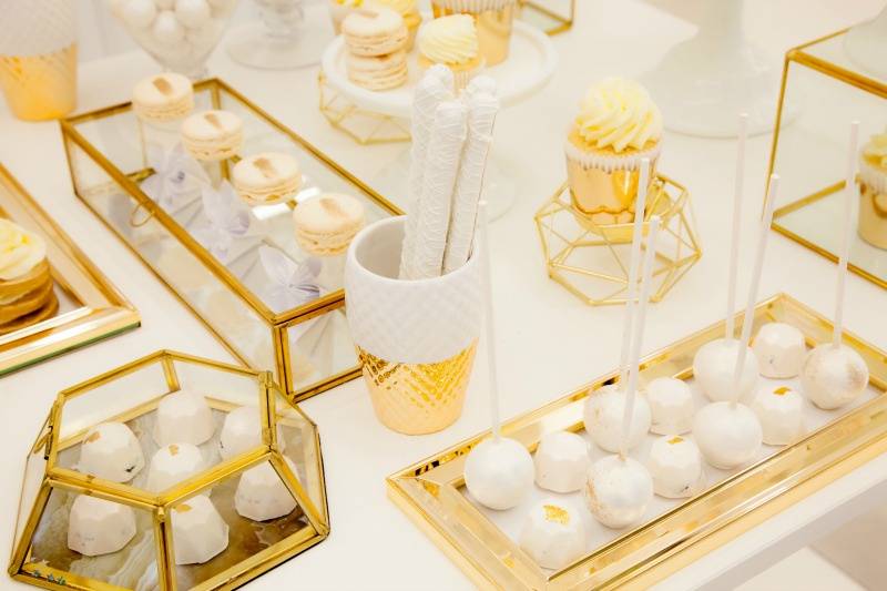 Gold and white sweet table