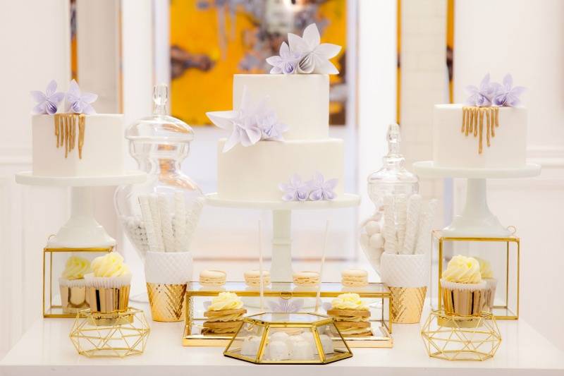 Gold and white sweet table