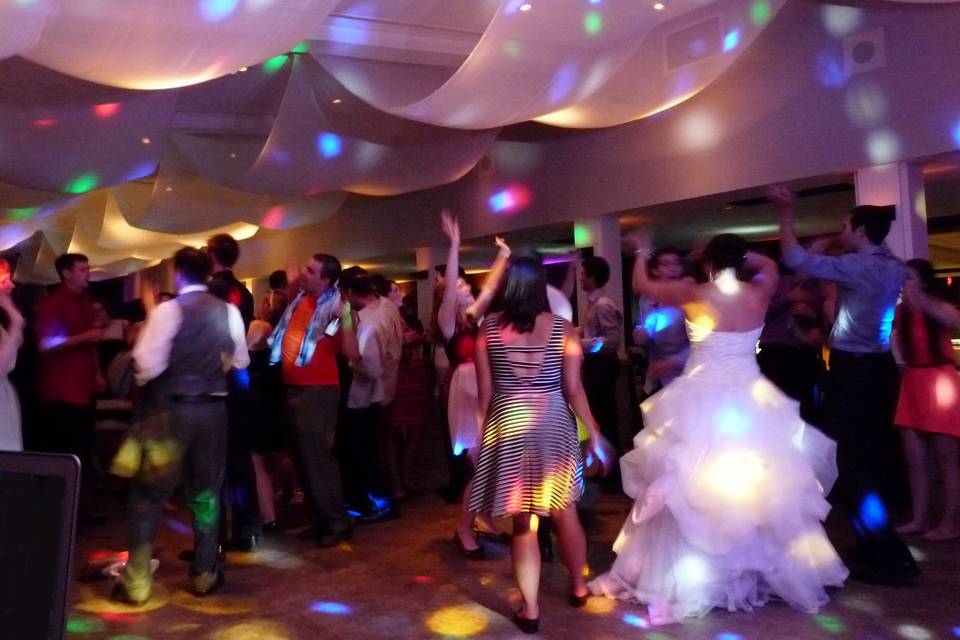 Dancing wedding guests