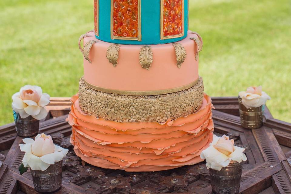 Coral Breeze Wedding Cake