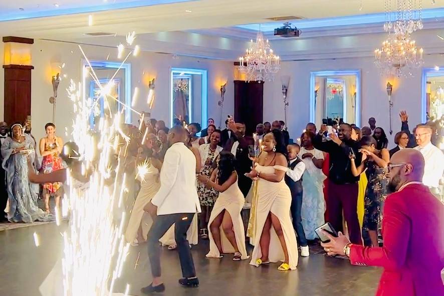 Cold sparks for a memorable first dance — venue approval required