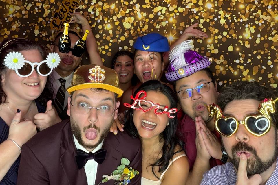 Photo booth memories with wedding guests