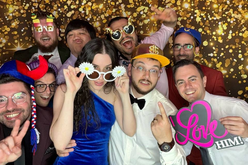 Photo booth fun for wedding guests