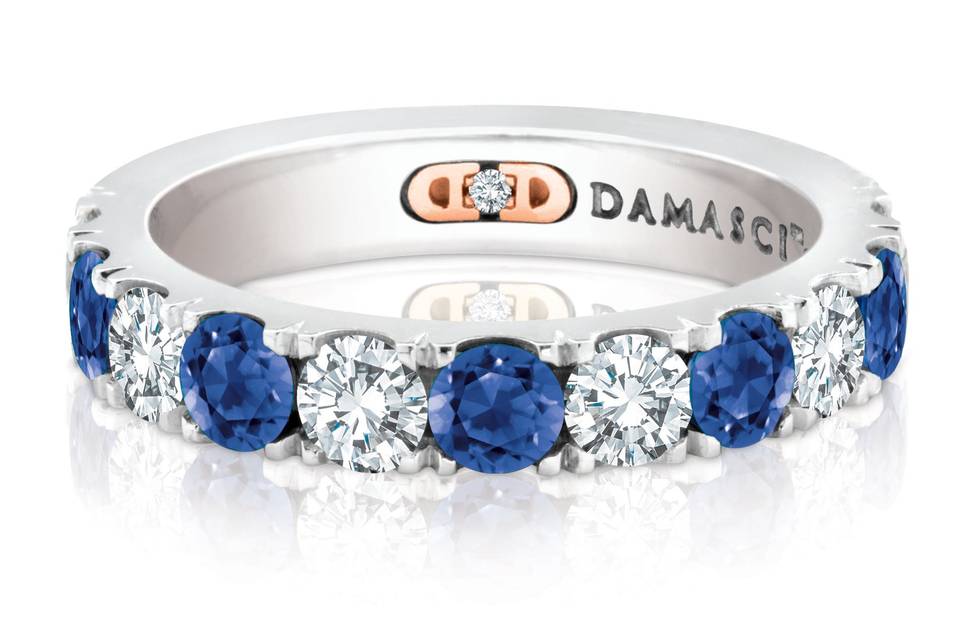 Damasci sapphire and diamonds