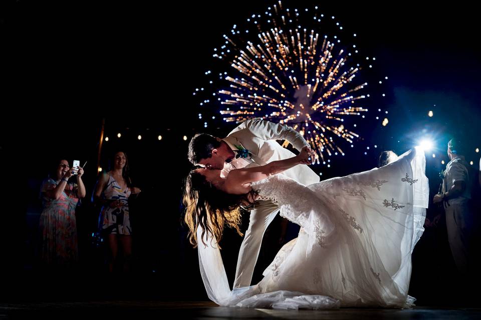 Fireworks during first dance