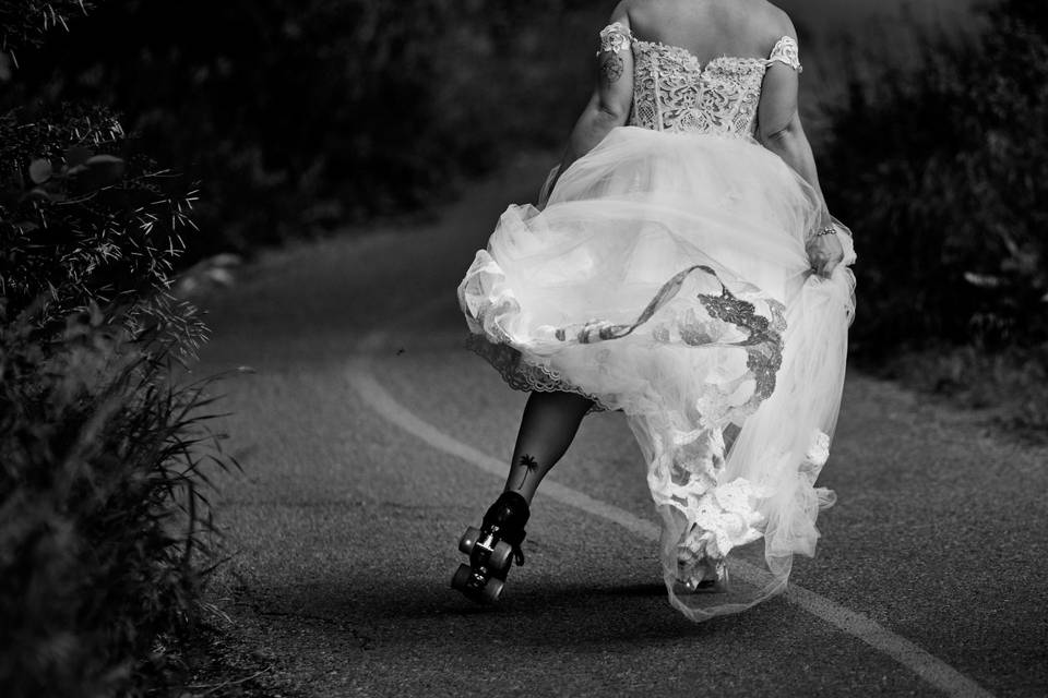 Roller skating bride