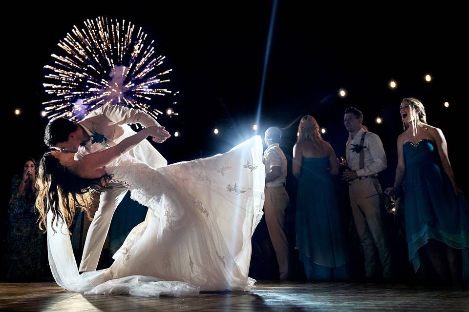 Fireworks during first dance