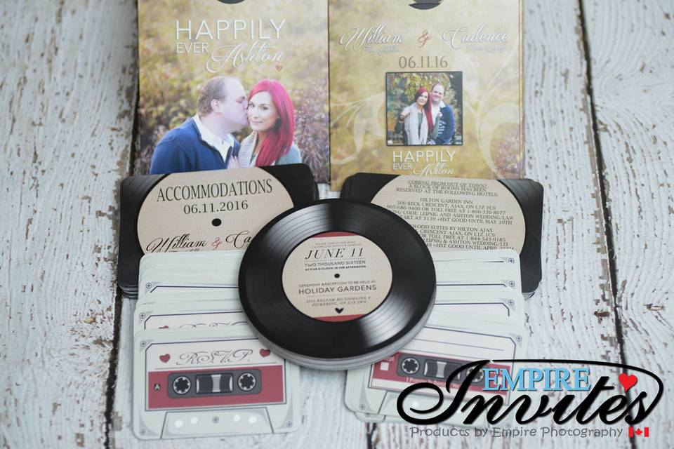 Record wedding invites