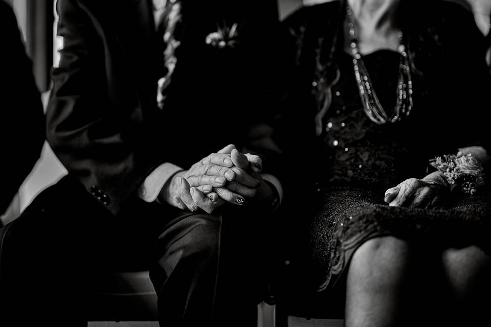 Grandparents holding hands