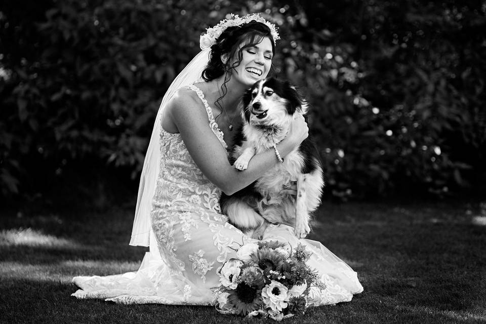 Bride loves puppy