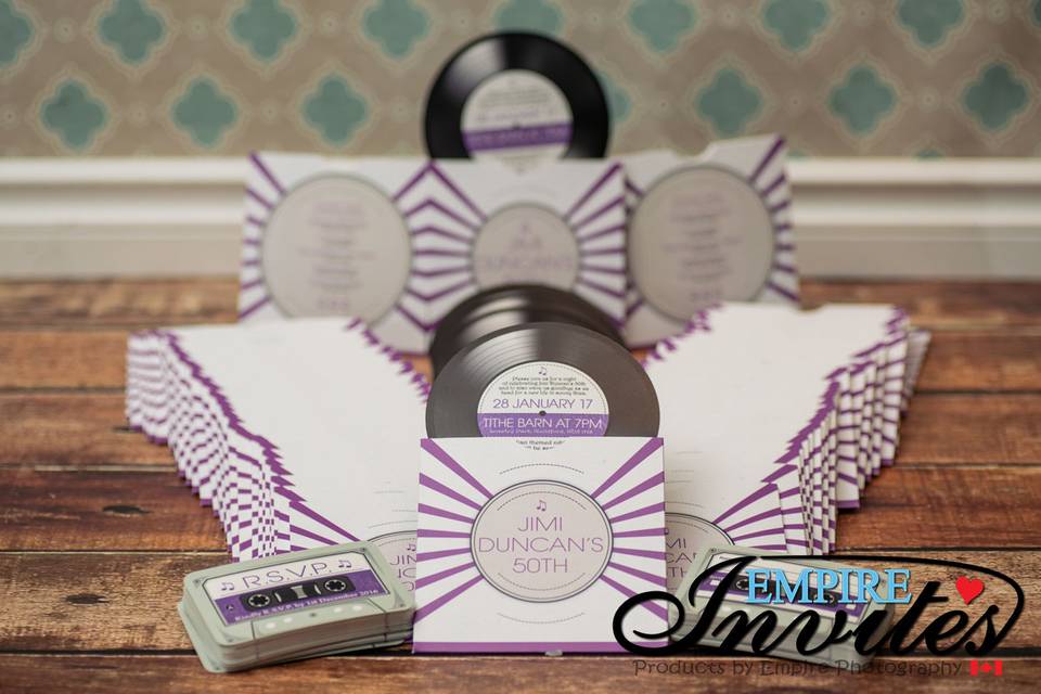Vinyl record wedding invites