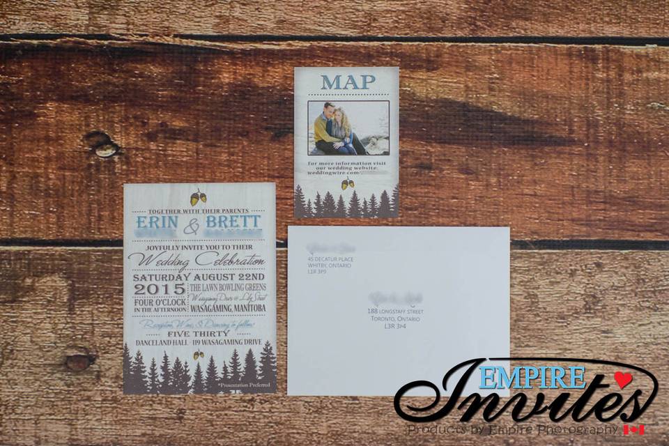 Rustic wedding invites