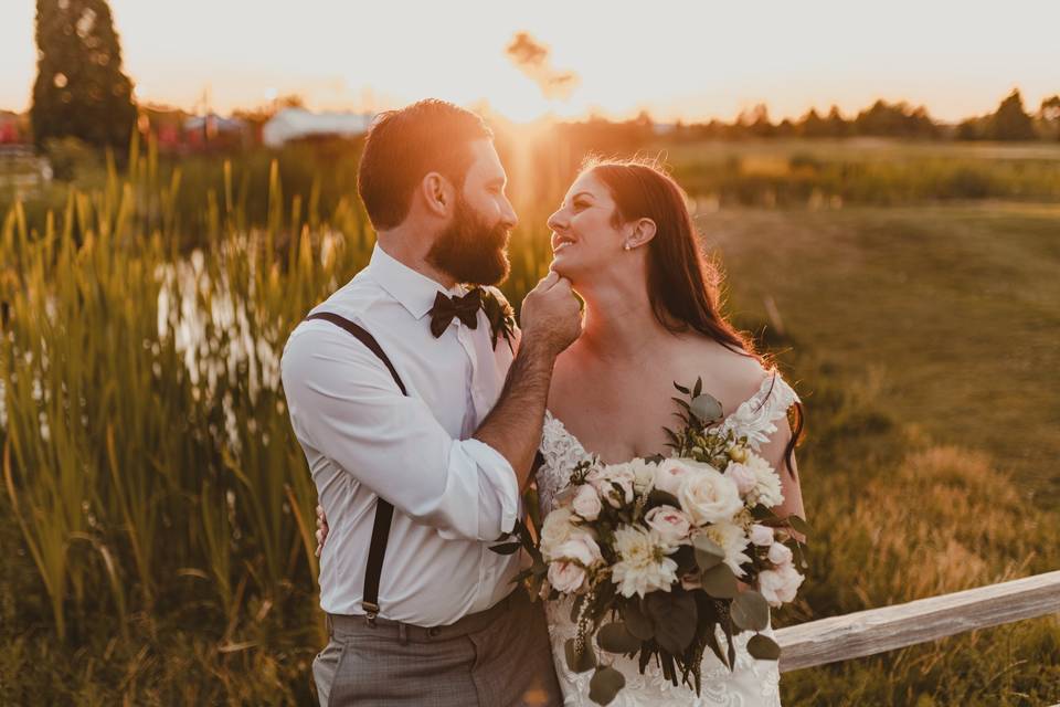 Bride & Groom by the 18th Hole