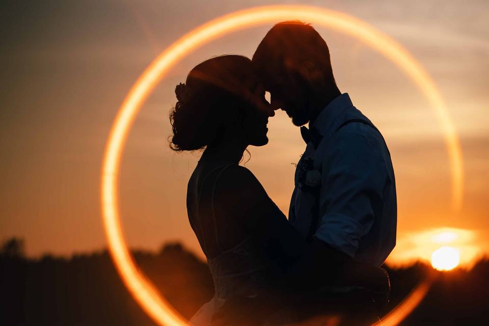 Ring of fire- bride and groom