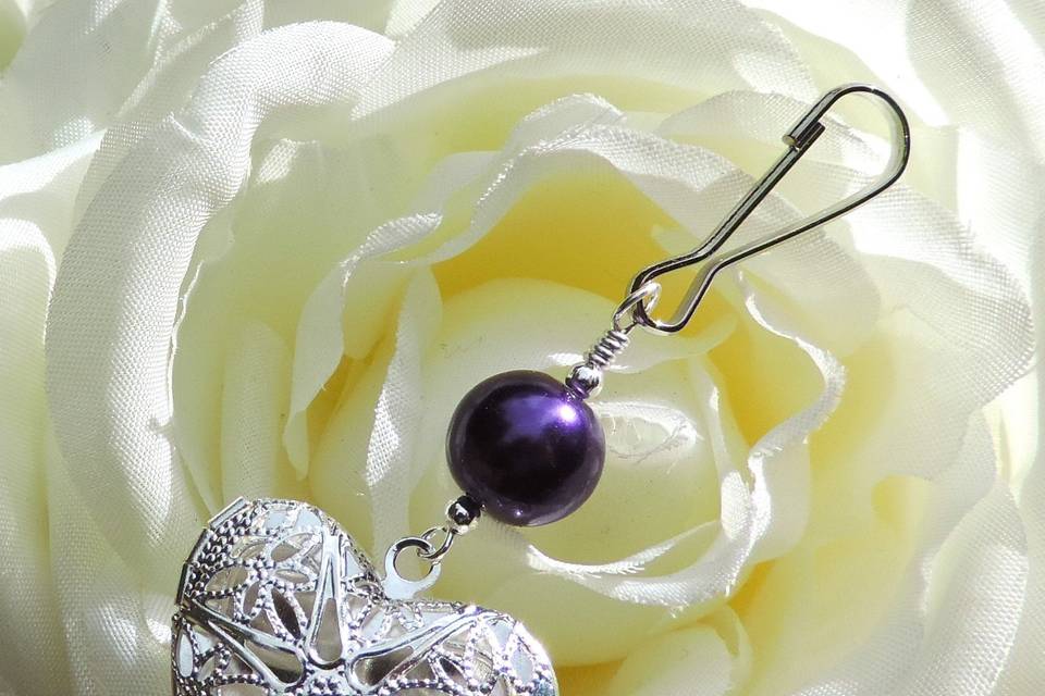 Heart locket with purple pearl