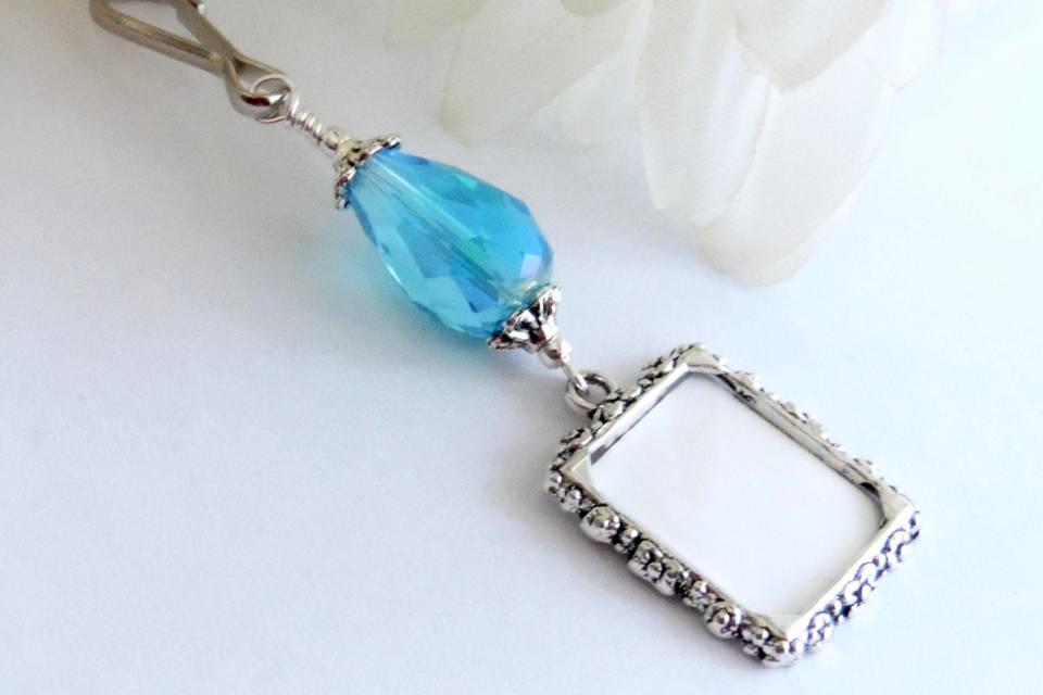 Bridal bouquet charm Lake blue