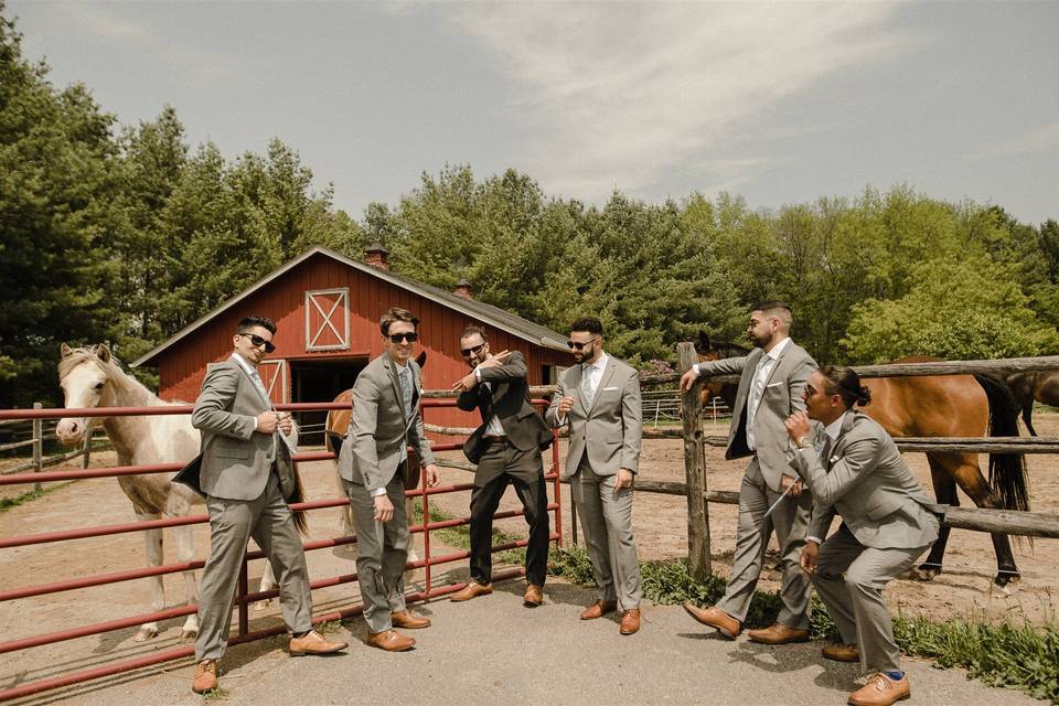 Groomsmen at the barn