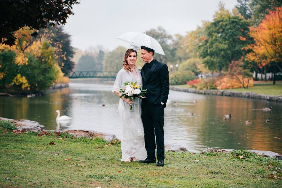 Couple in rain