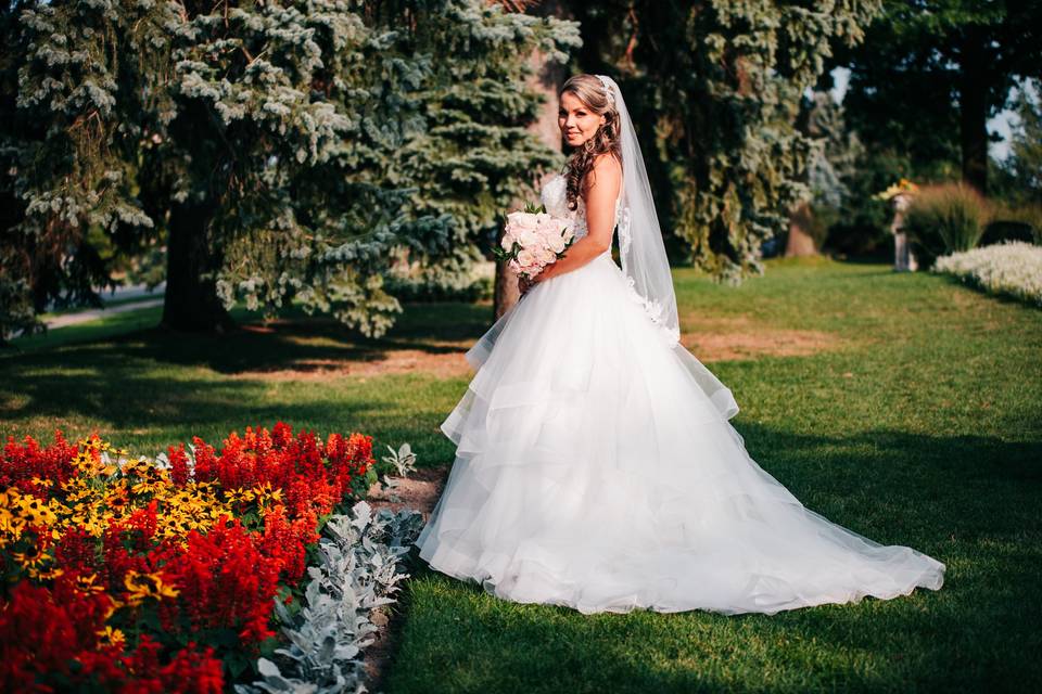 Bride and flowers