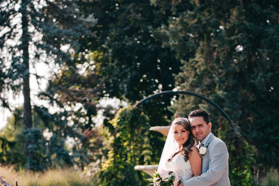 Happy couple in garden