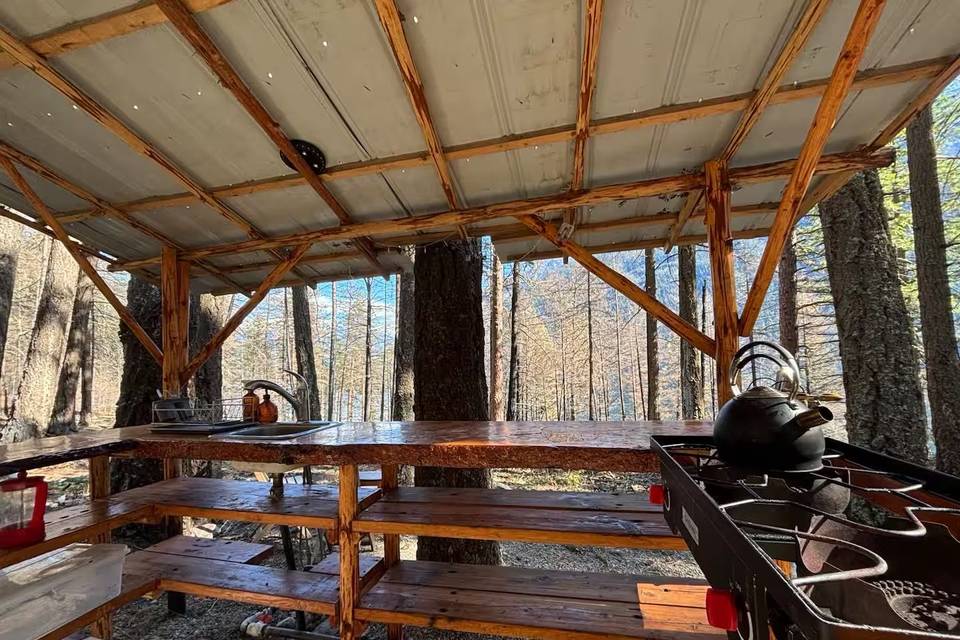 Outdoor Kitchen next to yurts