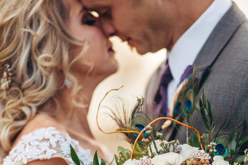 Bride and Groom at Sunset