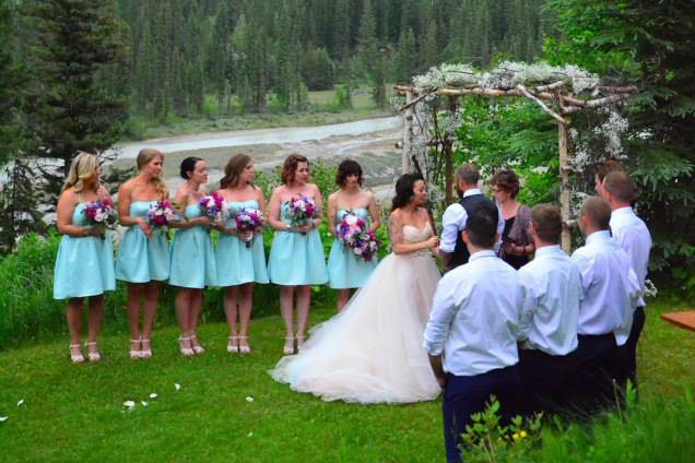 Golden, BC wedding ceremony, mountains, rustic