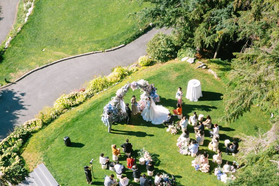 Drone footage of first tee