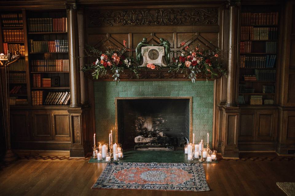 Fireplace in Library