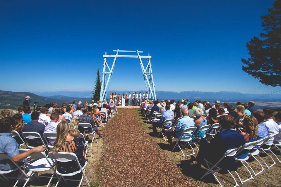 Guests riding to the ceremony