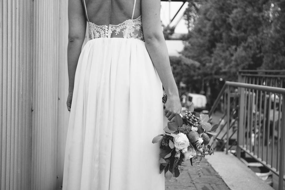 Lace open back custom gown