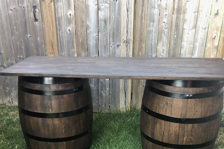 Rustic barrels and tabletop