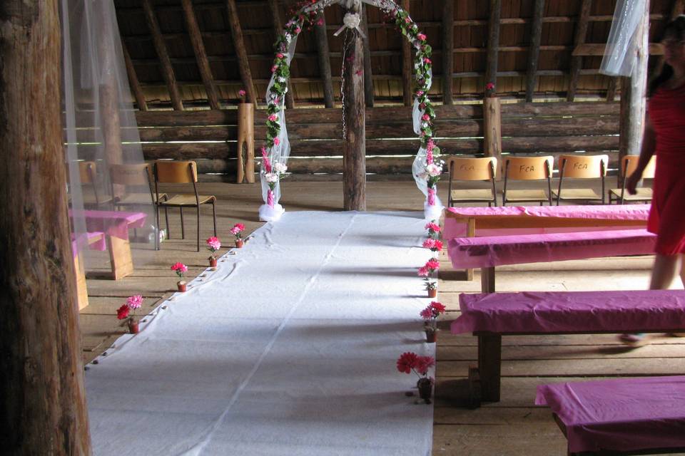 Indoor ceremony in loft.