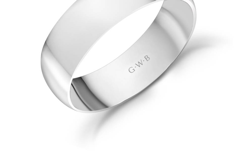 A 6mm low dome white gold band