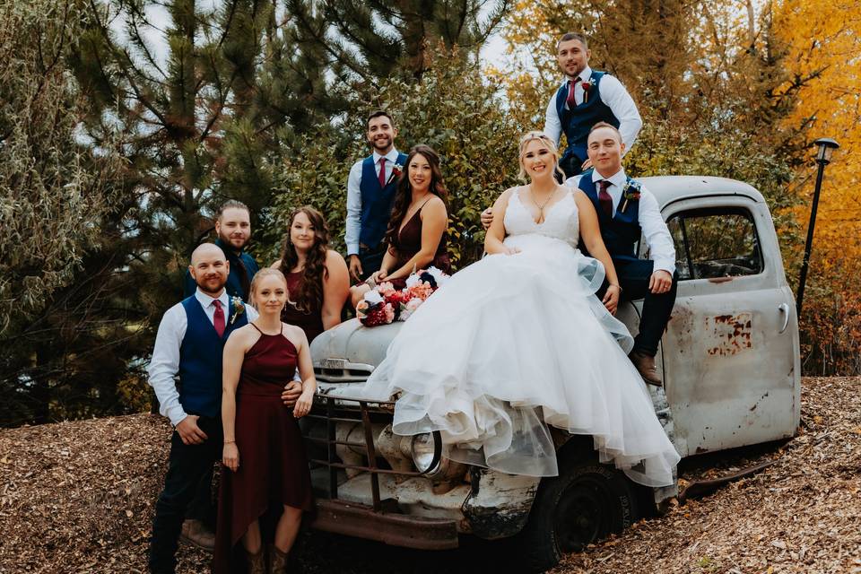 Bridal party on whiskey hill