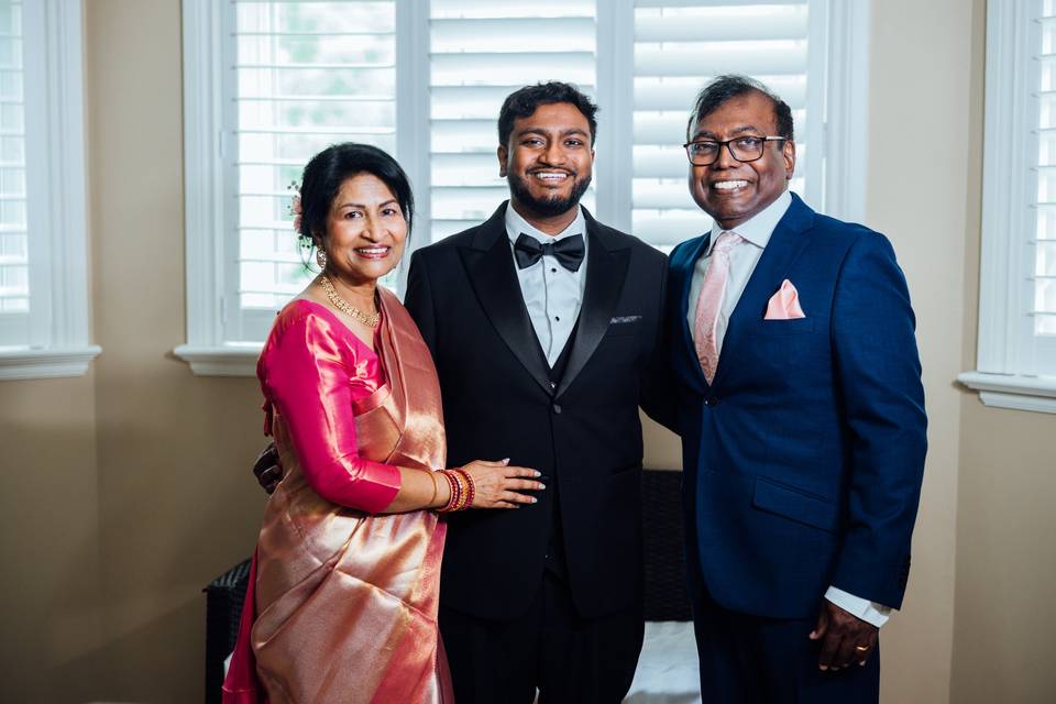 Groom and parents