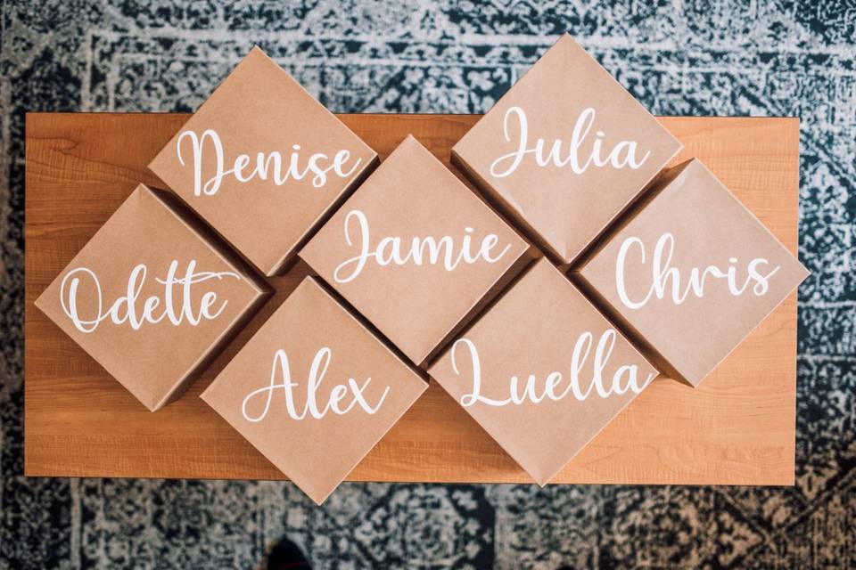 Bridal party gift box decals