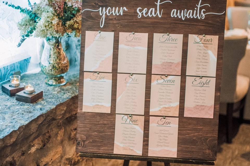 Seating chart decal