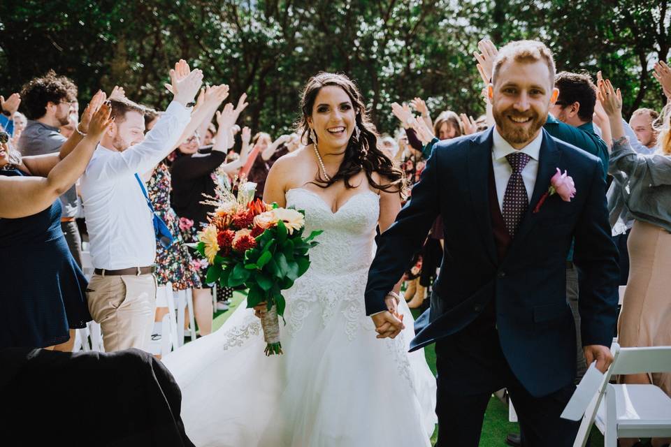 Golf club wedding exit