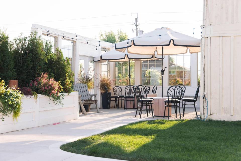 Courtyard with lush gardens