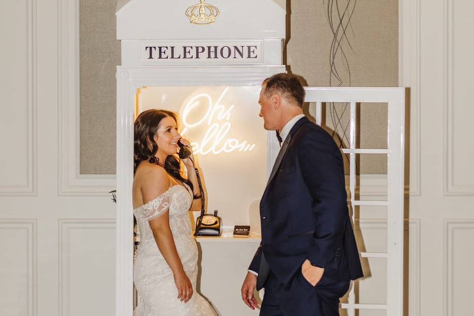 Paige & Kirk in phone booth