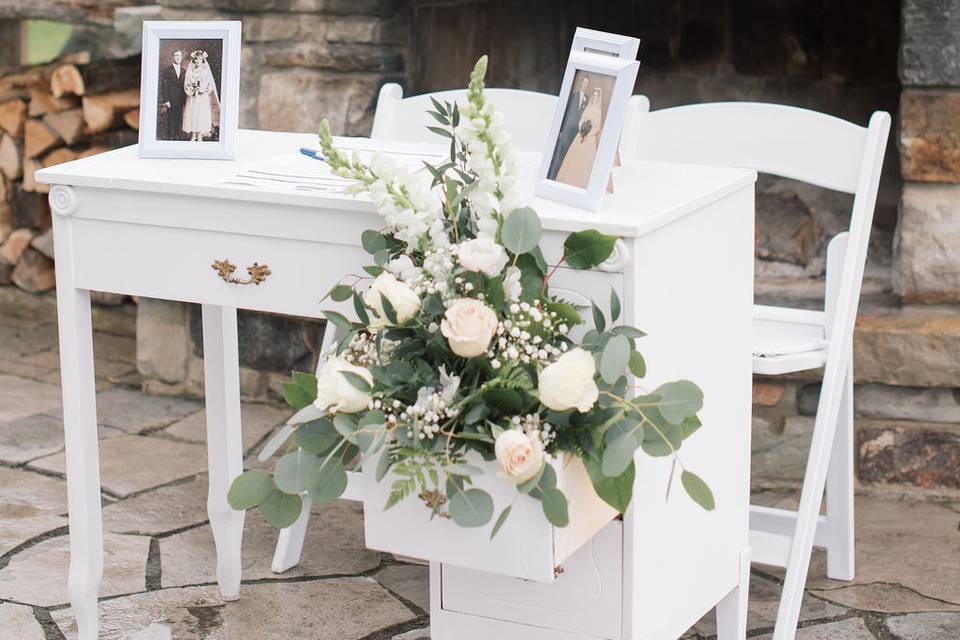 Signing Desk and floral drawer