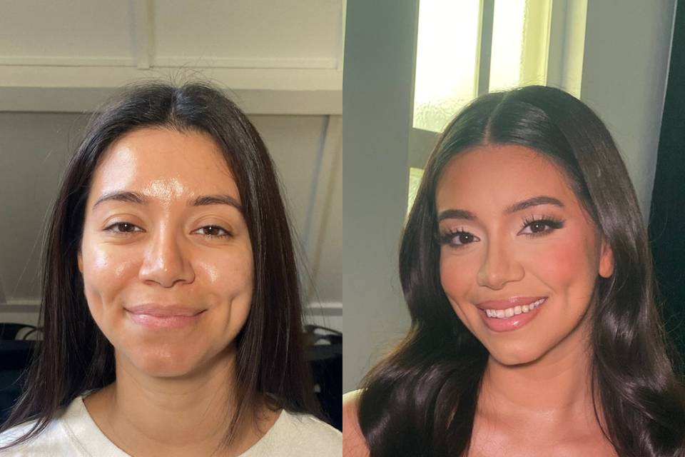 Before and after bridal glam