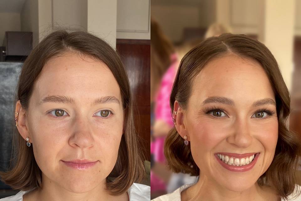 Before and after bridal glam