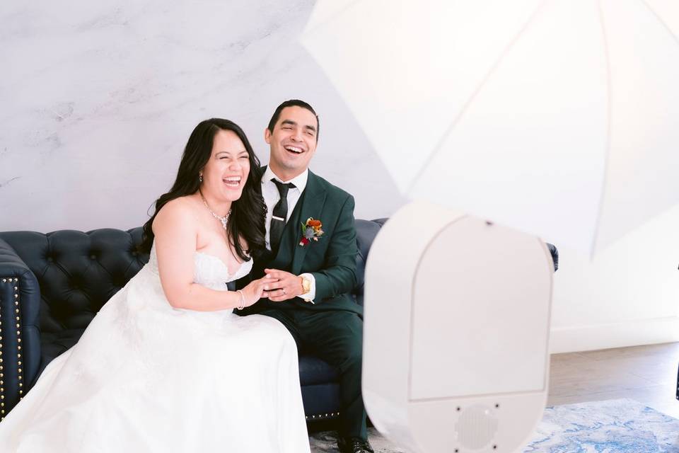Wedding photobooth with couch