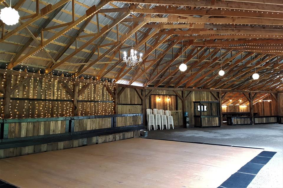 Inside wedding barn