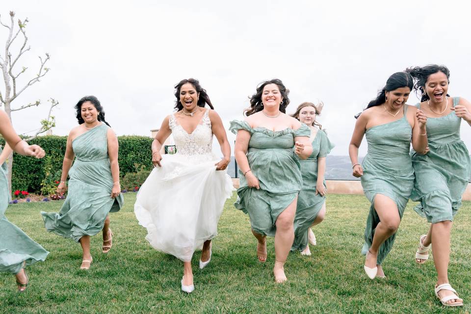 Bridesmaids Running