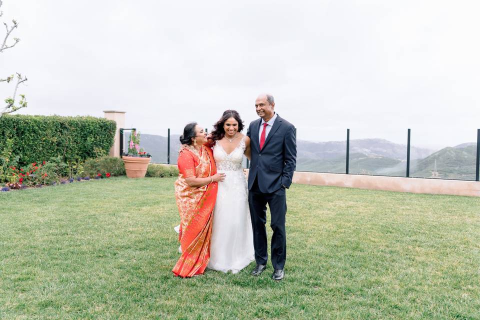 Bride with family