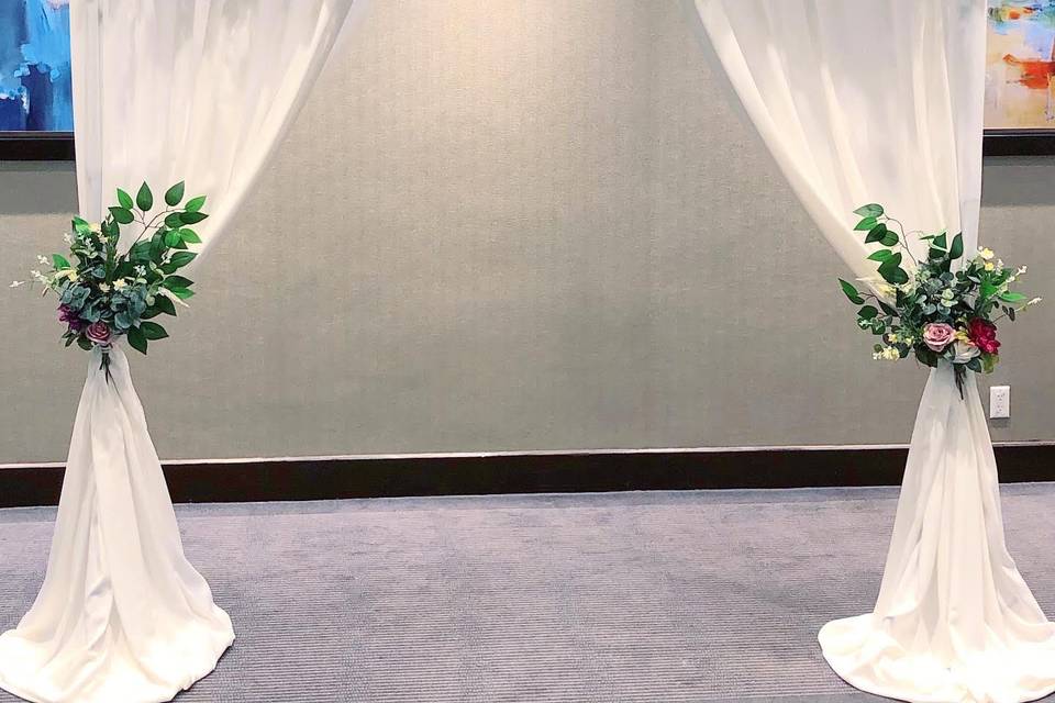 Floral draped backdrop