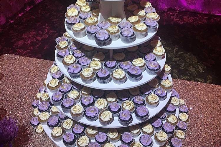 Purple Gold Wedding Cupcakes